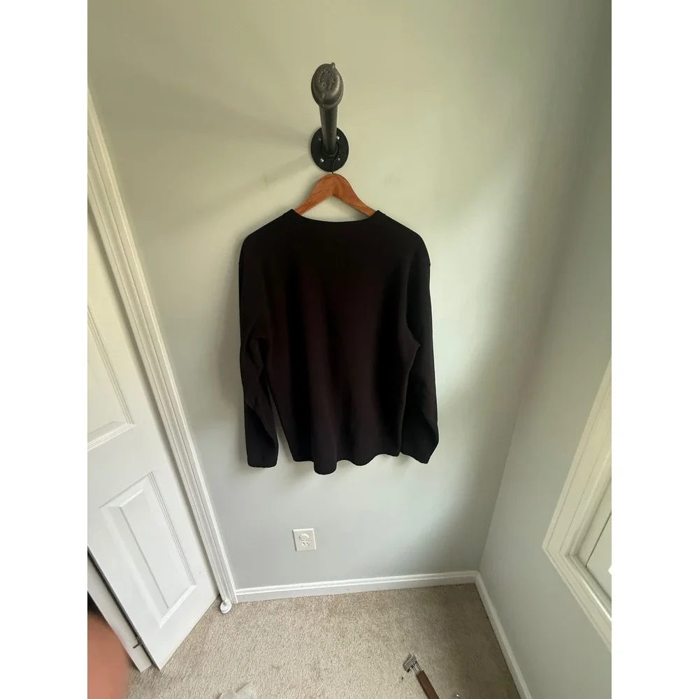 The North Face Mens L Black Fleece Long Sleeve Crew Neck Pullover Shirt Logo